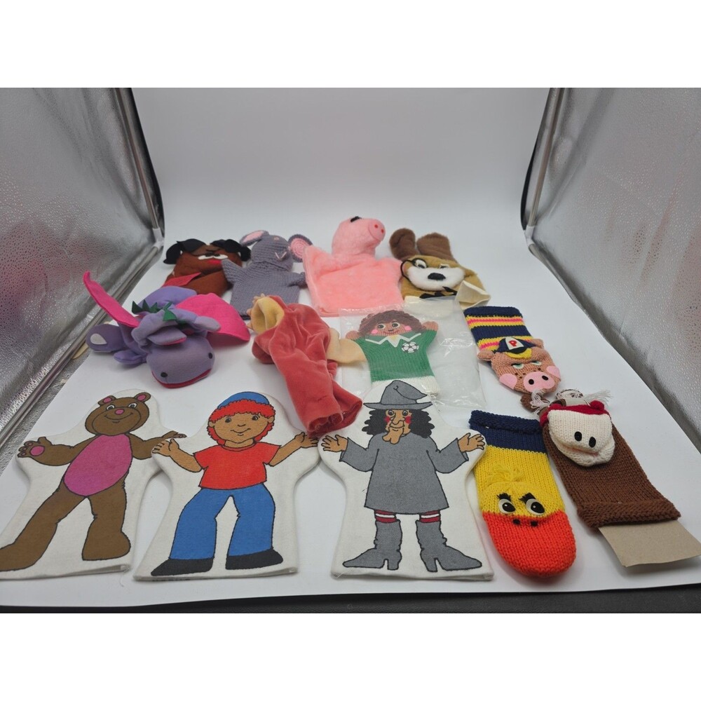 Vintage Lot Of 12 Hand Puppets Crazy Critters Tub Buddies Russ Duck Soccer Pig++